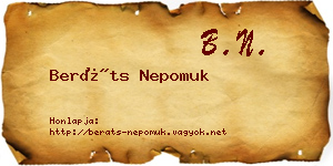 Beráts Nepomuk névjegykártya